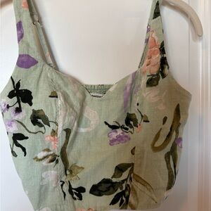 Abercrombie & Fitch Floral Crop Top - Green and Pink